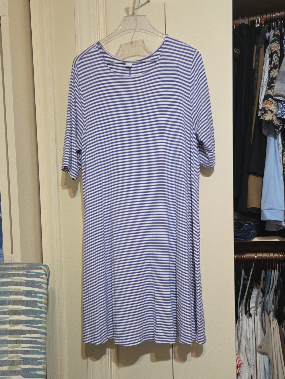 Old Navy Blue and White Striped Shift Dress